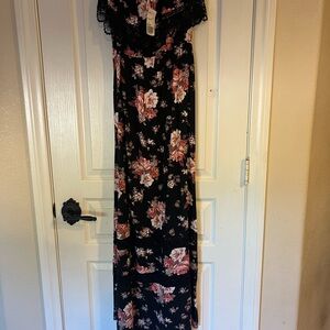Forever 21 Black and Pink Floral Maxi Dress